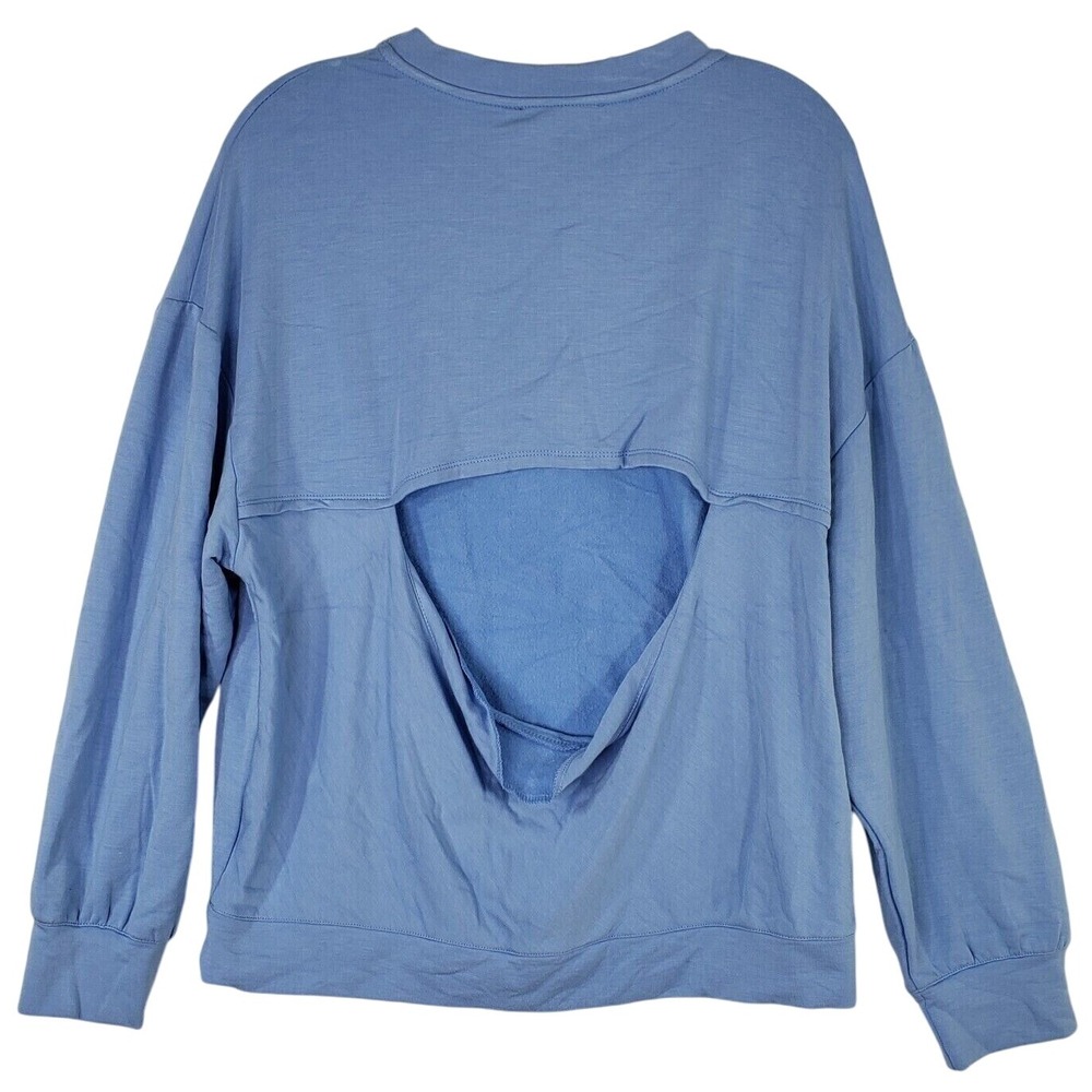 Sanctuary Sweatshirt Open Back Pullover Crew Neck‎ Comfy Casual Top Blue Size M
